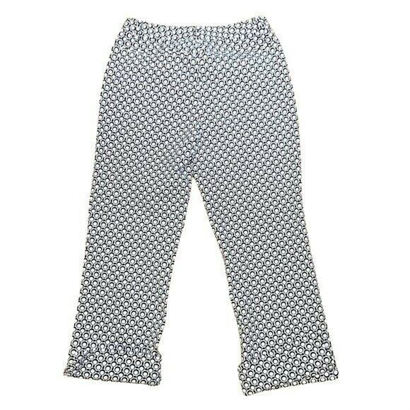 vtg ETCETERA White black geo print Capri pant cropped sz 2 Cotton stretch - Picture 1 of 12